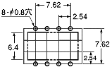 GU1a1b 標準P/C板端子 プリント板加工図（BOTTOM VIEW）