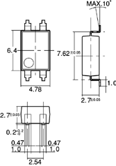 GU1aカレントリミット機能付（4pin）
サーフェスマウント端子 外形寸法図