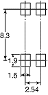 GU1aカレントリミット機能付（4pin）
サーフェスマウント端子 実装パッド（TOP VIEW）