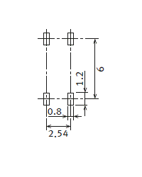 GUSOP1aカレントリミット機能付（4pin）実装パッド（TOP VIEW）