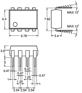 GU2a 標準P/C板端子 外形寸法図