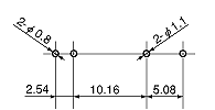 PhotoMOSリレー パワー1a電圧駆動 プリント板加工図（BOTTOM VIEW）
