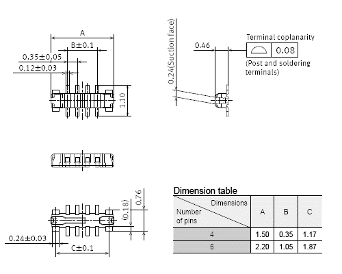 Header (Mated height: 0.6 mm) External dimensions