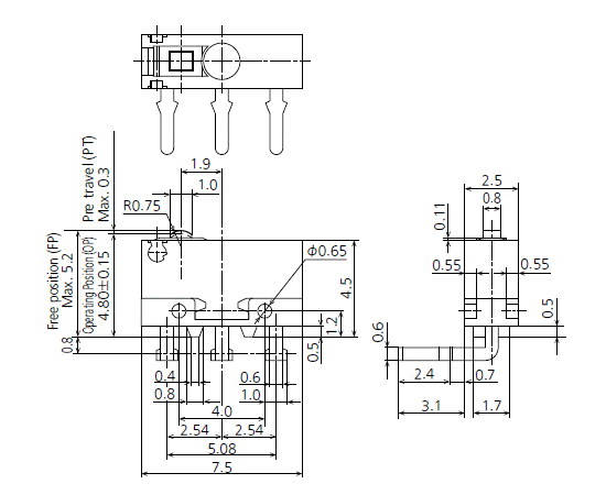 Left angle terminal Pin plunger
