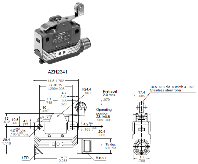 Details about   AZH2032CE PANASONIC Hl Limit Switch AZH2032 Switches 