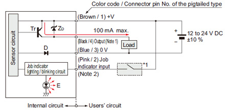 PNP output type NA1-PK5-PN NA1-5-PN I/O circuit diagram