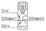 NPN output type FX-305 Terminal arrangement diagram