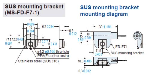 FD-F71 SUS mounting bracket Assembly dimensions