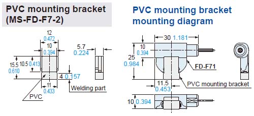 FD-F71 PVC mounting bracket Assembly dimensions