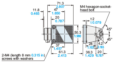 Assembly dimensions with RF-230 (Reflector) (Mounting part only)
