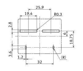 HE-N继电器印刷电路板推荐加工图(BOTTOM VIEW)