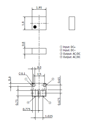 PhotoMOS CC TSON 1 Form B External dimensions