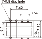 Through hole terminal type PC board pattern (BOTTOM VIEW)
