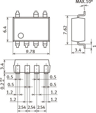 Surface mount terminal type External dimensions