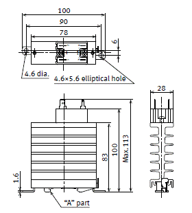 AQ-J Slim Heat Sink Combined Type Output Arrangement: 1 Form A External dimensions