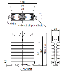 AQ-J Slim Heat Sink Combined Type Output Arrangement: 1 Form A × 2 External dimensions