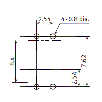 DIP4 Type Through hole terminal type PC board pattern (BOTTOM VIEW)