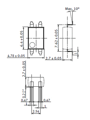 DIP4 Type Surface-mount terminal type External dimensions