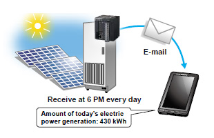 Receive a daily e-mail on your smartphone with the amount of electric power generated.