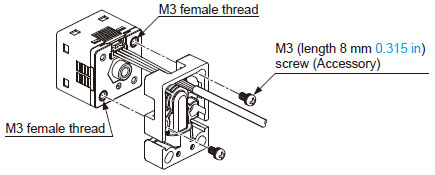 Mount this product with the M3 female threads of the sensor by using the attached M3 (length 8 mm 0.315 in) screws.