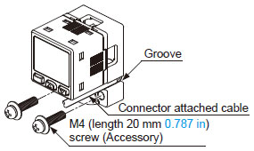 Mount this product with the mounting surface by using the attached M4 (length 20 mm 0.787 in) screws.
