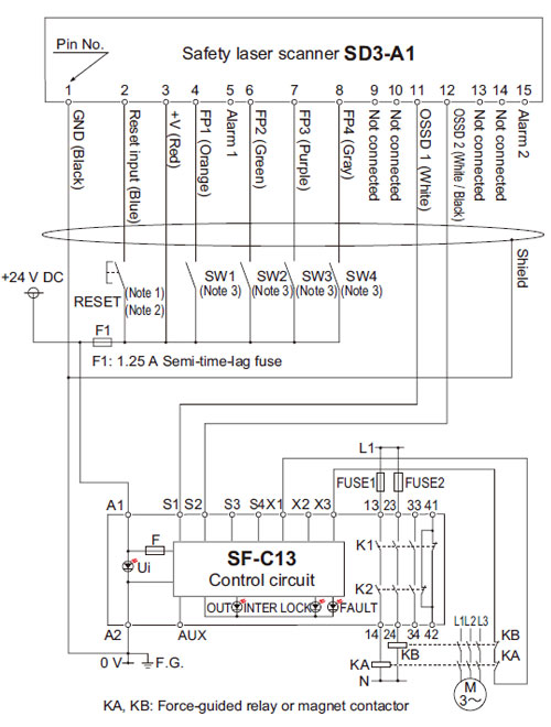 Connection wiring example with control unit SF-C13