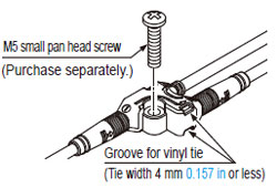 When mounting ST4-CCJ05-WY, the tightening torque should be 0.7 N·m or less. Using a vinyl tie (width 4 mm 0.157 in or less) to fix the cable is also possible.