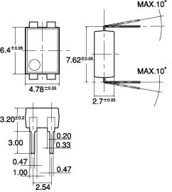 GE1a（4pin）標準P/C板端子 外形寸法図