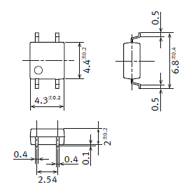 GU SOP 1a 高容量 (4pin) 低オン抵抗 外形寸法図
