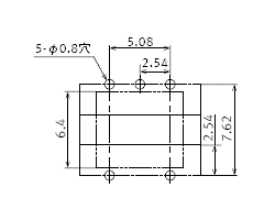  HE1a(5pin)標準P/C板端子プリント板加工図