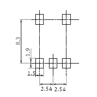  HE1a(5pin)サーフェスマウント端子プリント板加工図