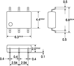PhotoMOSリレー RFSOP1a低オン抵抗（6pin） 外形寸法図