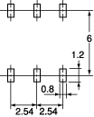 PhotoMOSリレー RFSOP1a低オン抵抗（6pin） 実装パッド（TOP VIEW）