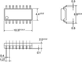 PhotoMOSリレー RFSOP4a C×R10 電圧駆動 外形寸法図