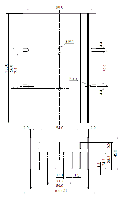 標準放熱器（AQP814）外形寸法図