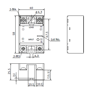 AQ-A (DC専用) ソリッドステートリレー外形寸法図