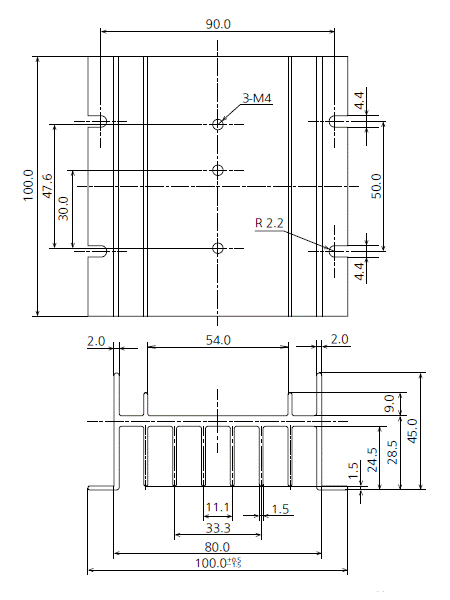 標準放熱器 (AQP813)外形寸法図