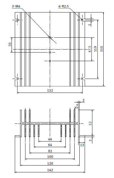 標準放熱器 (AQP815) 外形寸法図