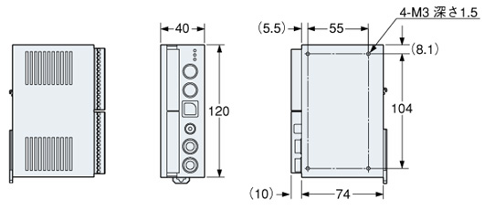 超高速レーザ変位センサ[CCD Style] HL-C1(終了品)寸法図 | 制御機器 