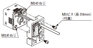 付属のM3ビス（長さ8mm）を使用して、本製品をセンサ（M3めねじ）に取り付けます。