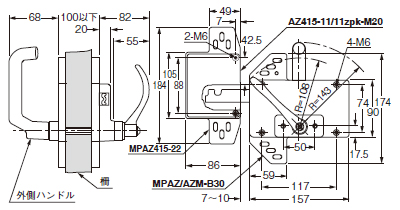 堅牢型セーフティドアスイッチ AZ415(終了品)寸法図 - パナソニック